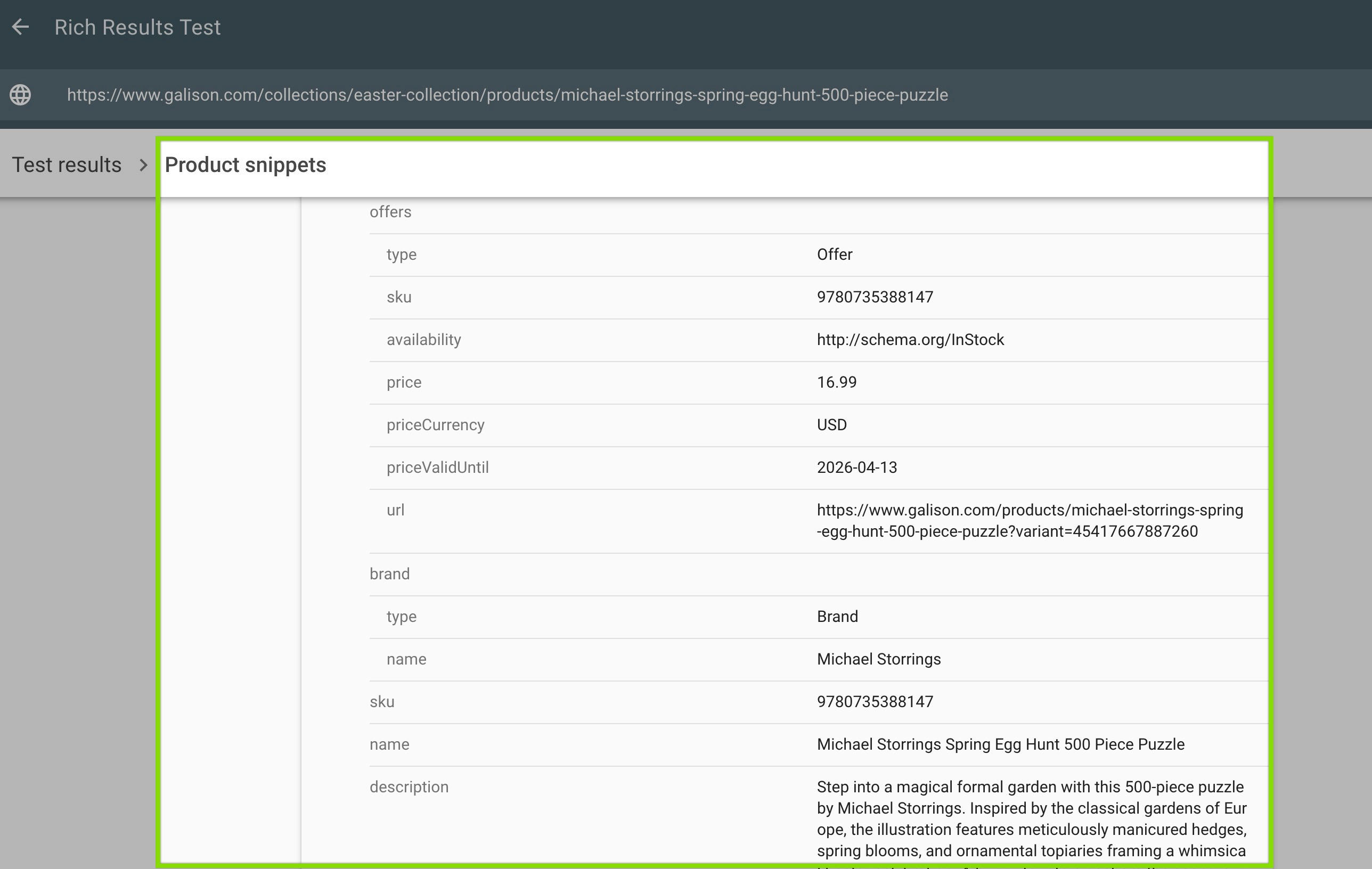 shopify store's product schema
