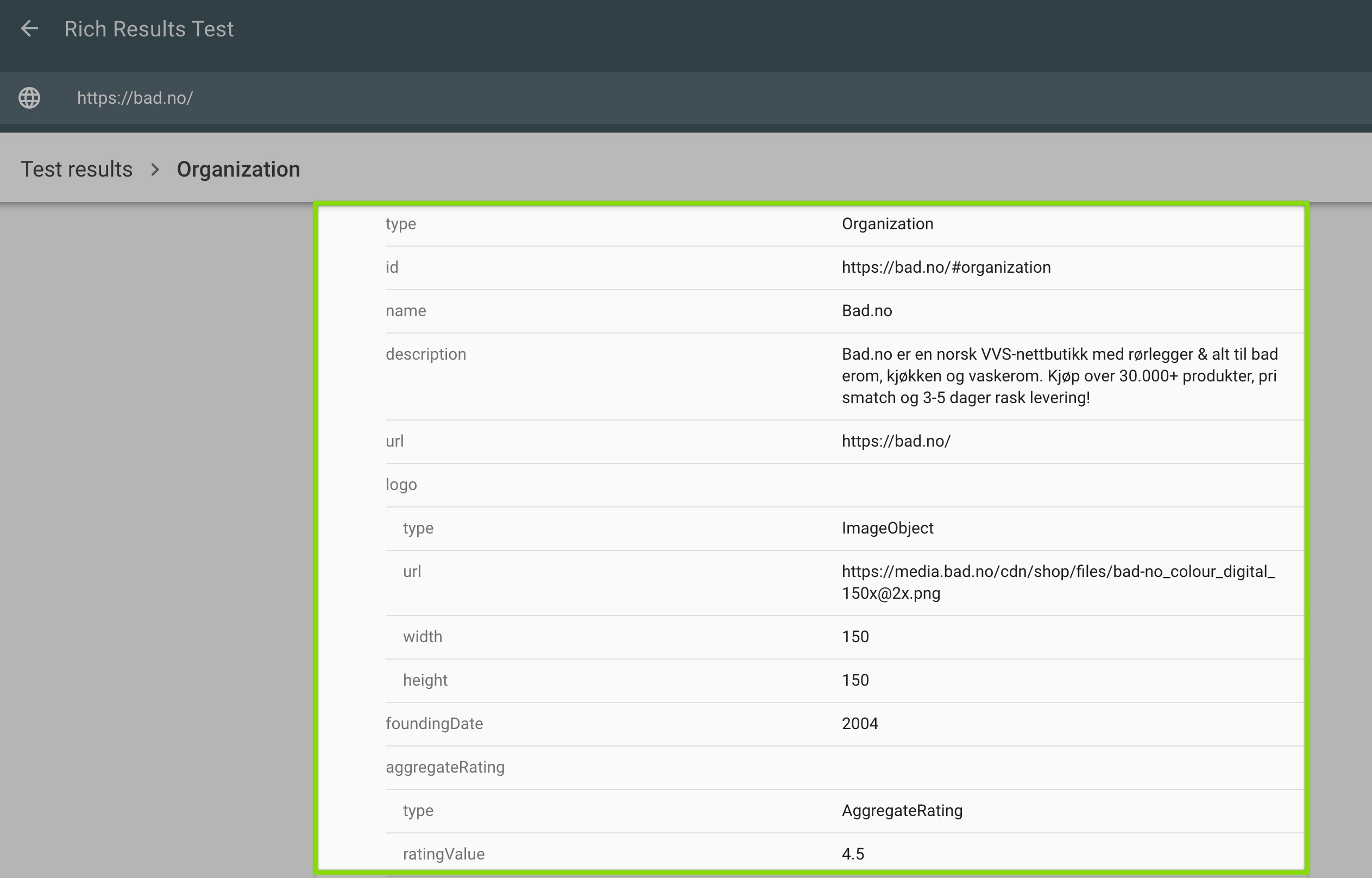 organization schema of a shopify store