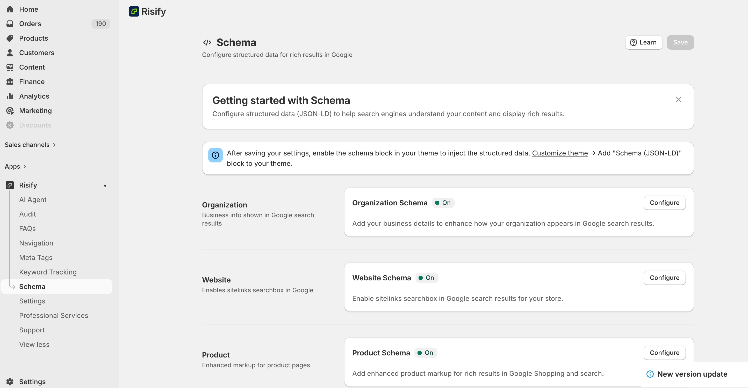 configuring schema with analyzify