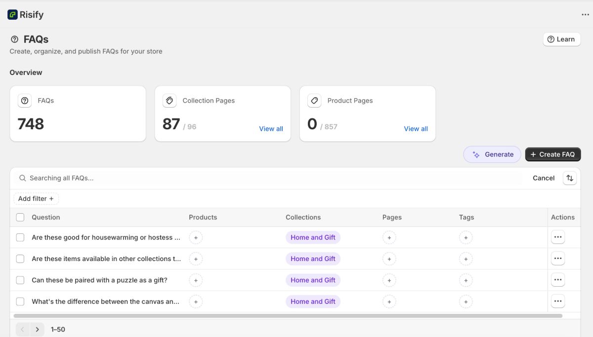 centralized faq management - risify