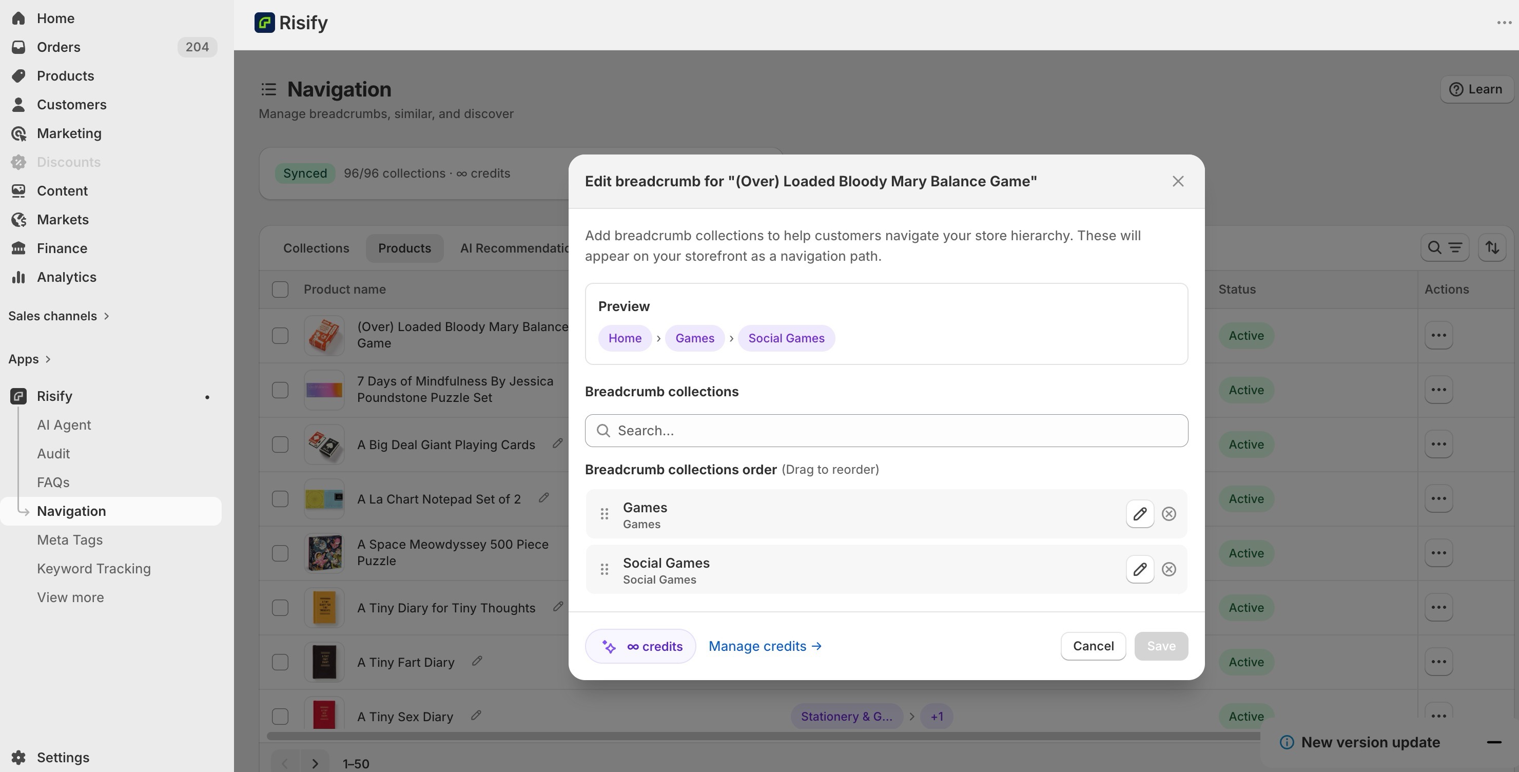set up breadcrumbs in shopify 