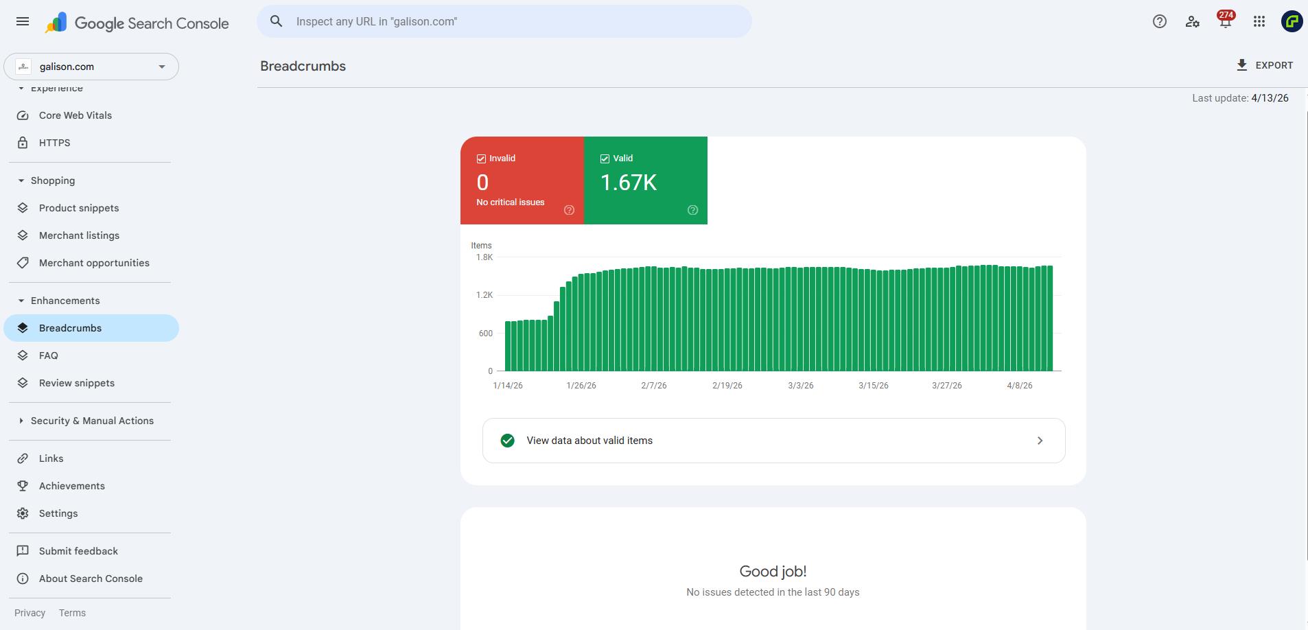 google search console reports for structured data