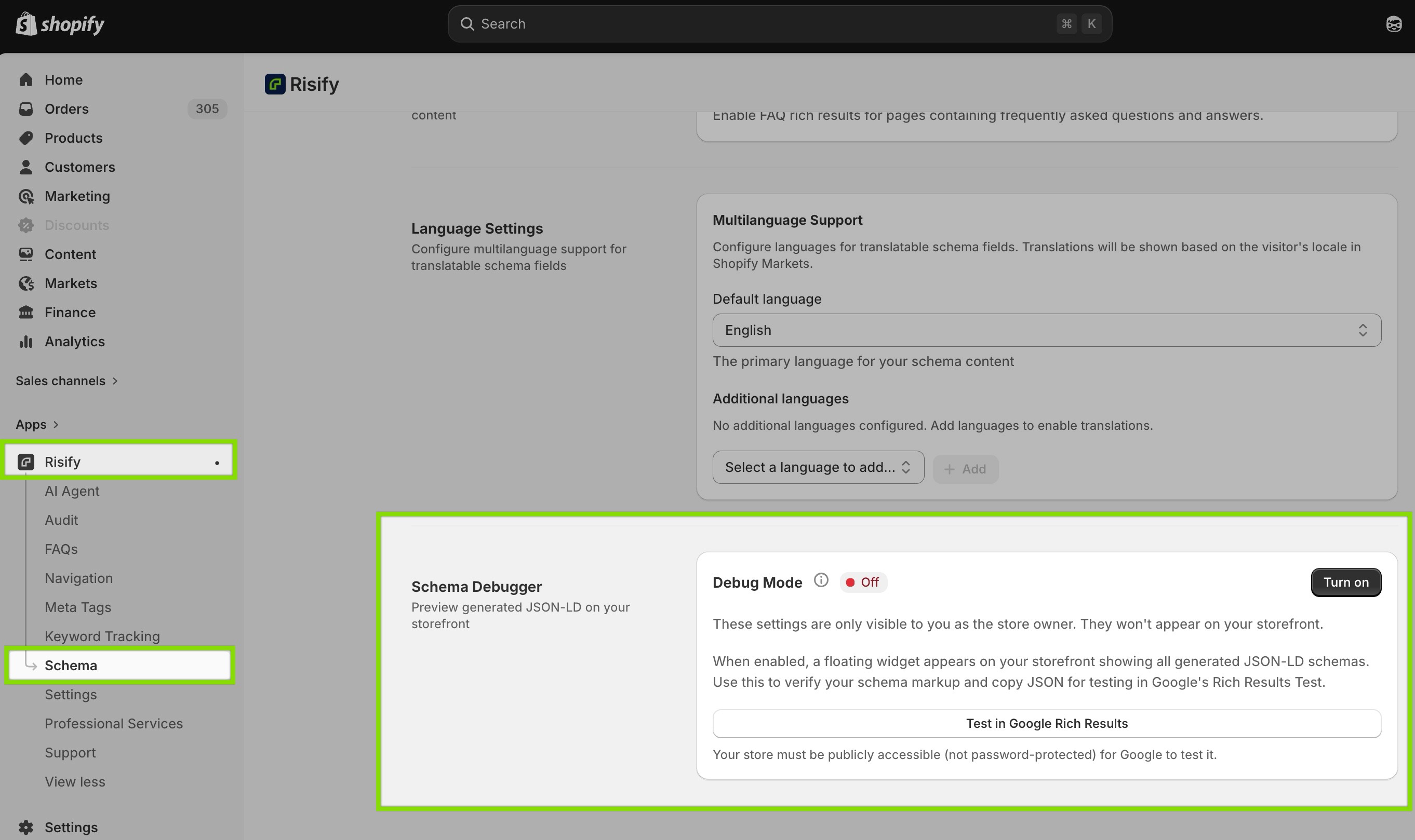 shopify schema debugger - risify