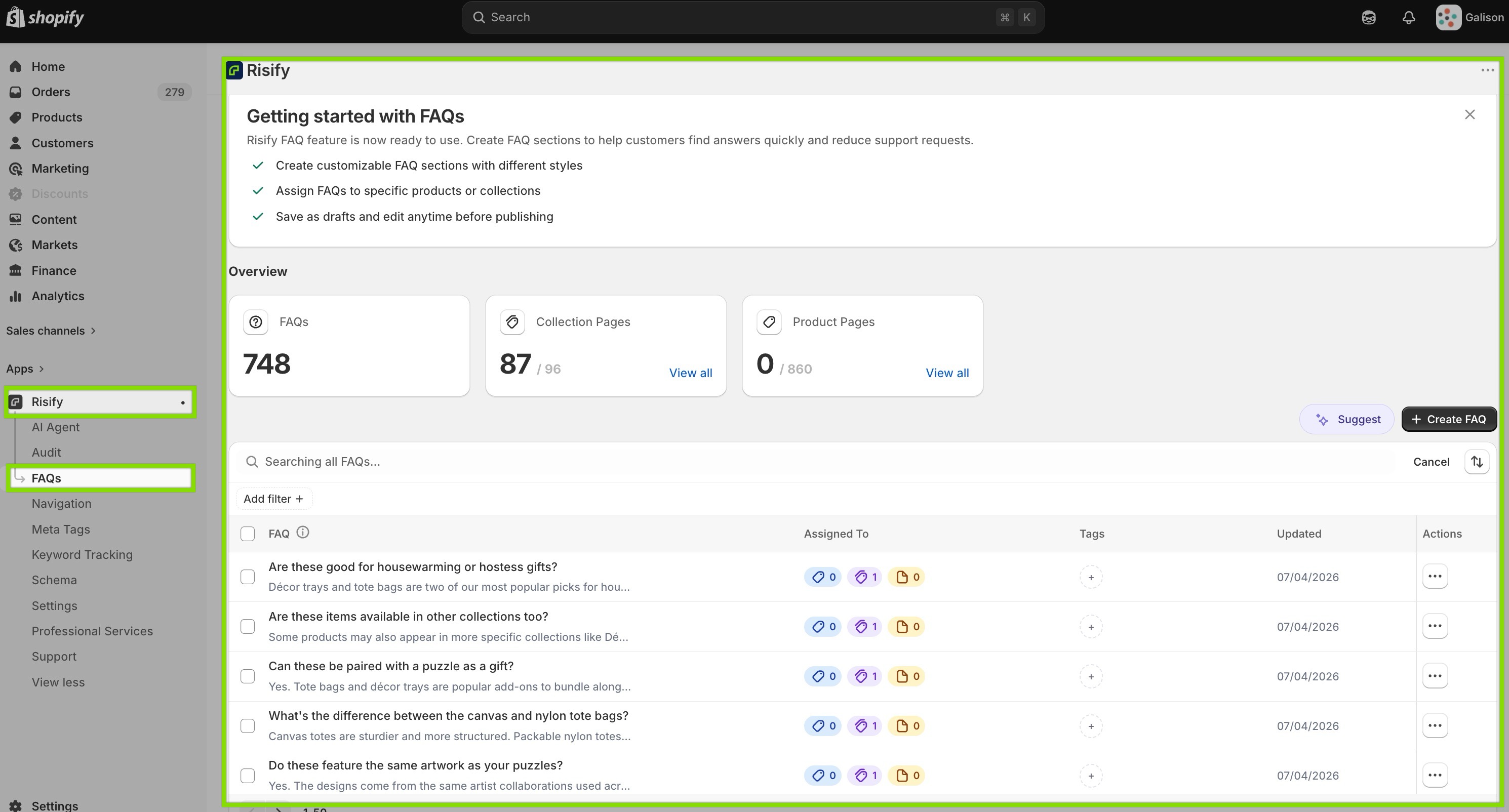 easy faq management system for shopify stores