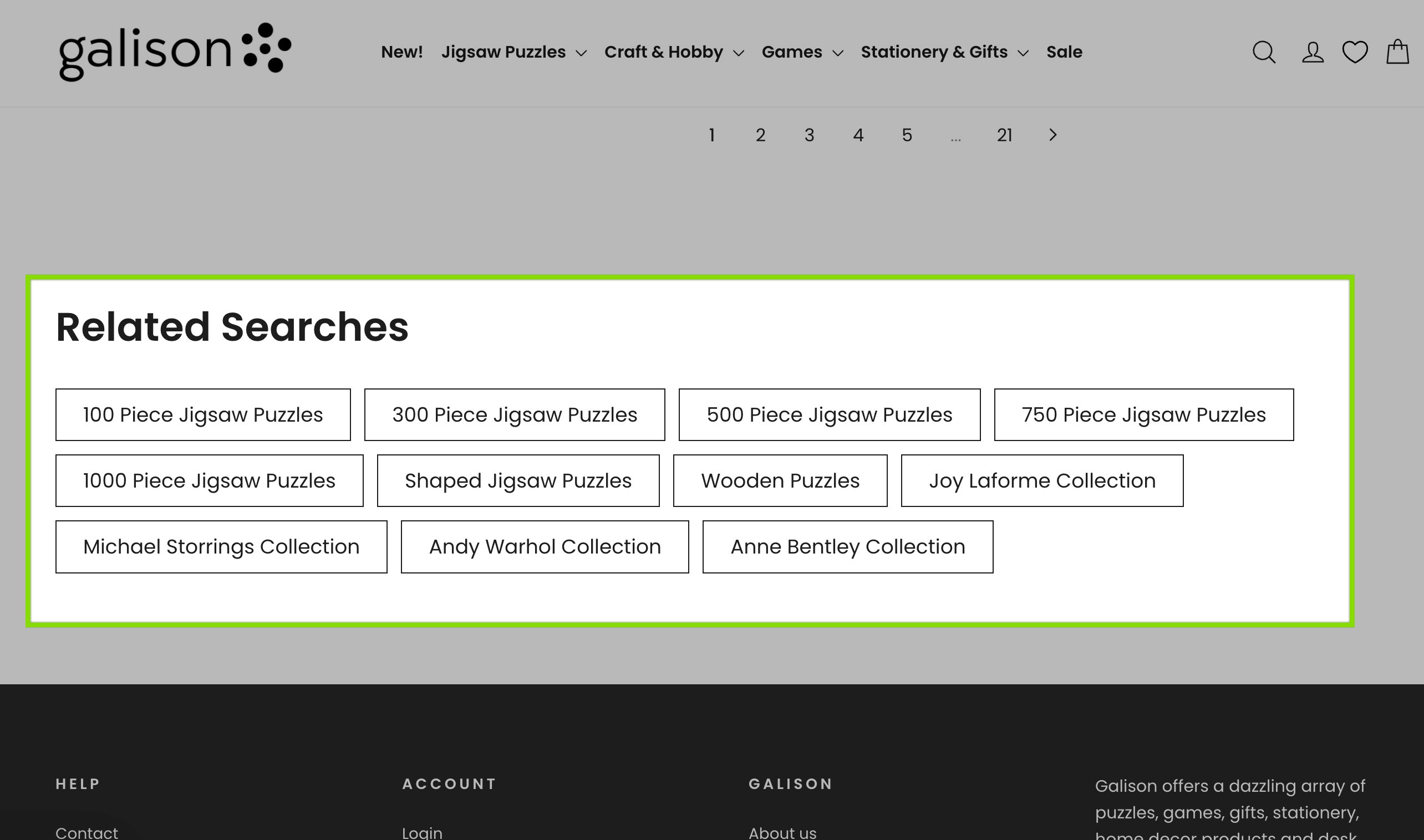 related search example - shopify store