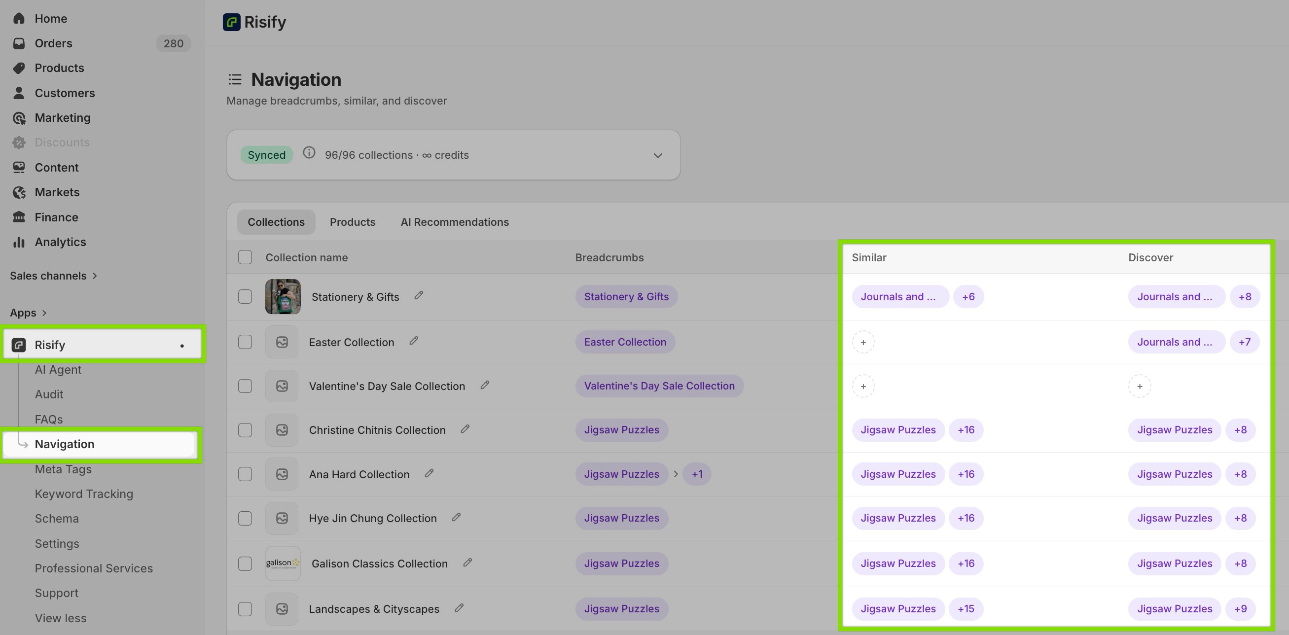 setting up navigation easily - shopify