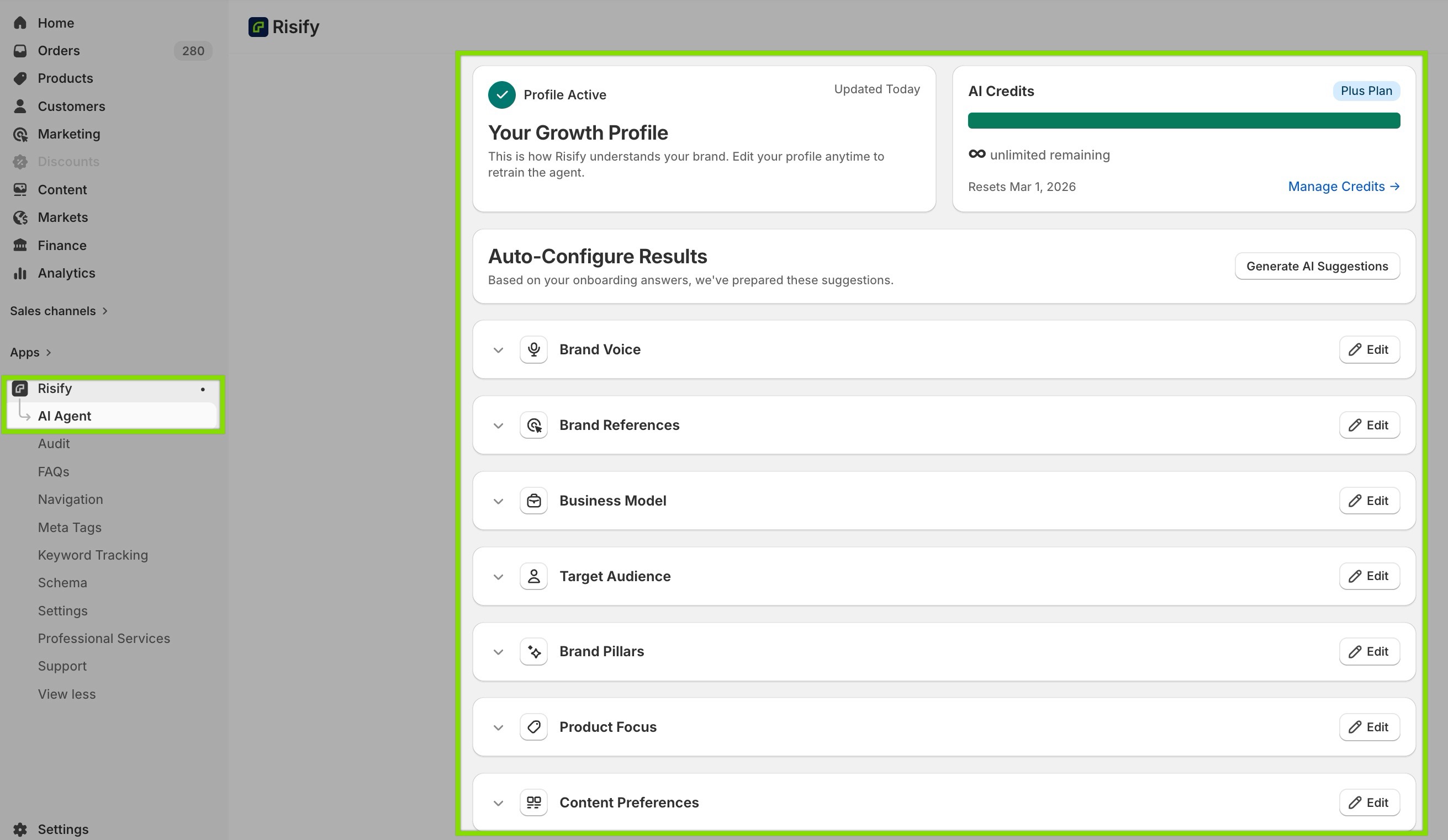creating content with ai agent - shopify store example