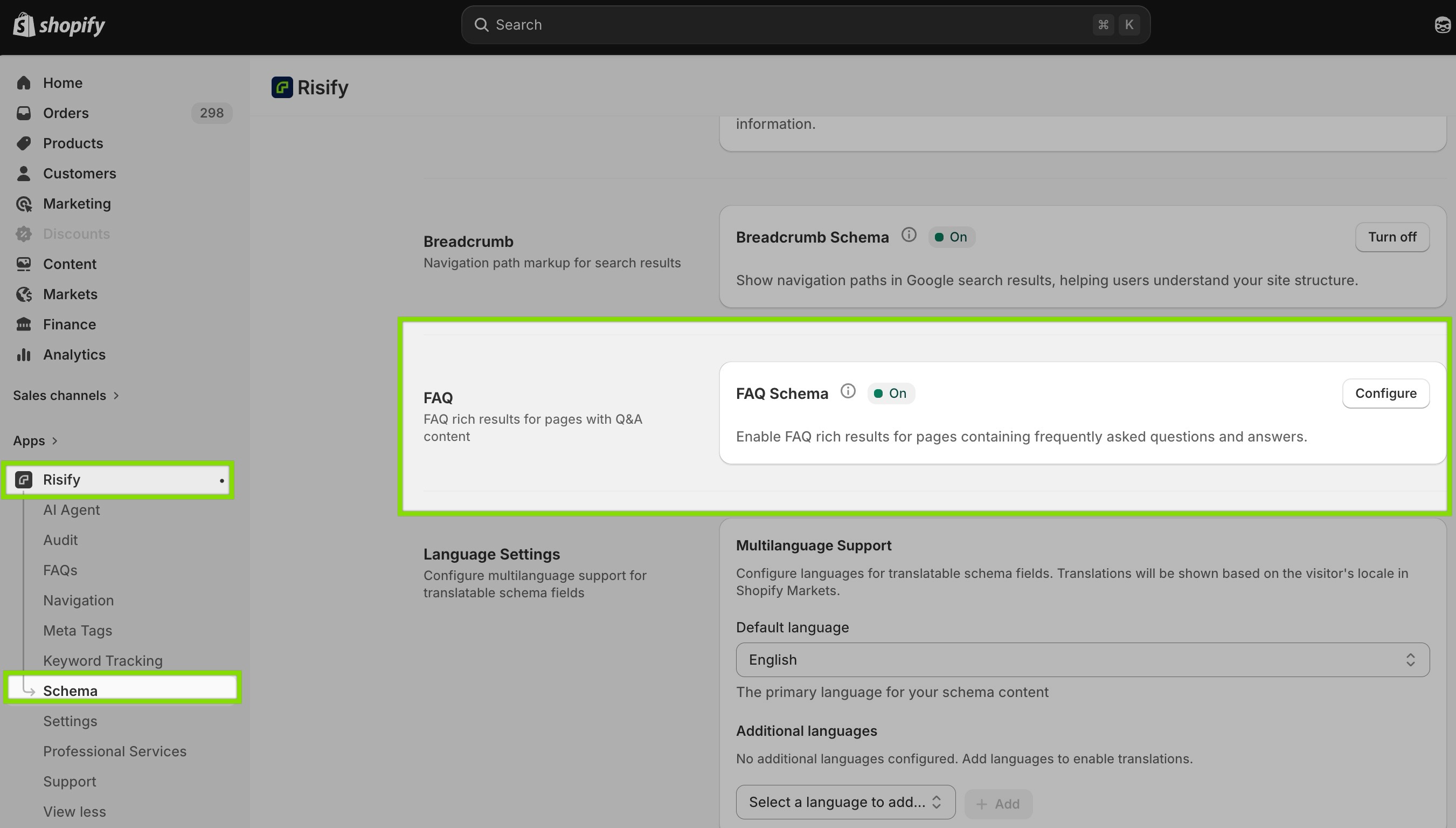 faq schema markup - shopify