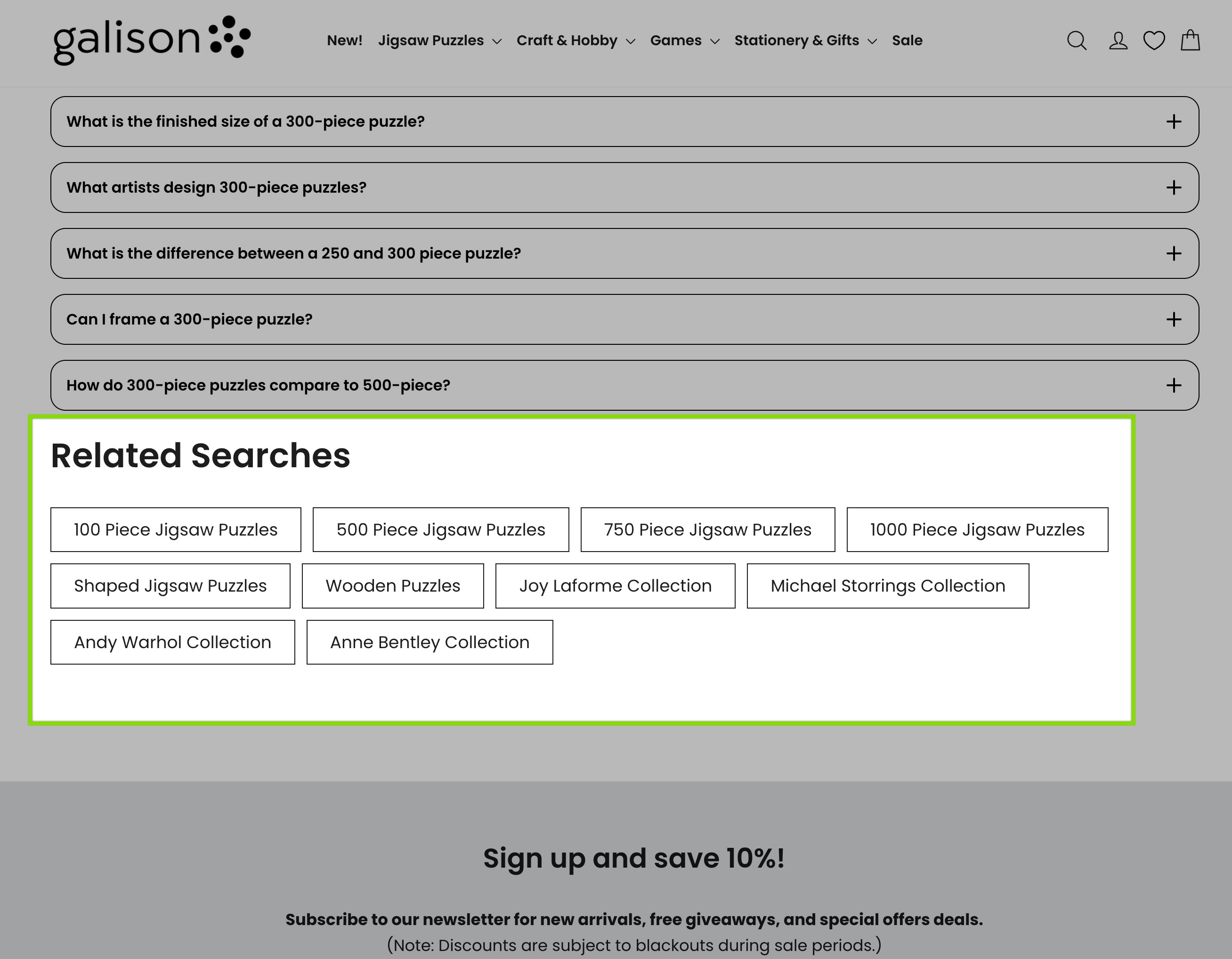 related search example of a shopify store - improving internal linking and navigation
