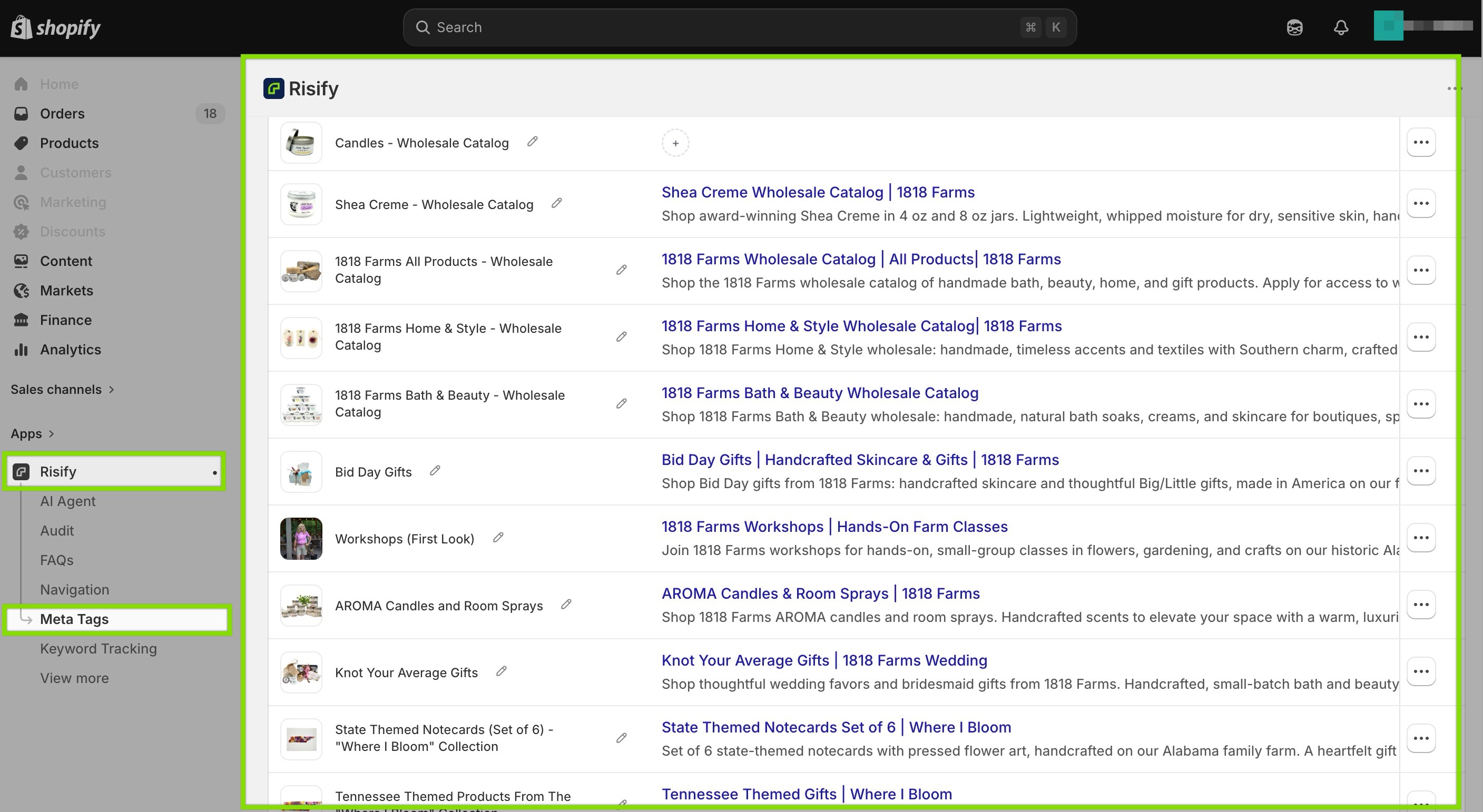 generating meta tags for shopify store