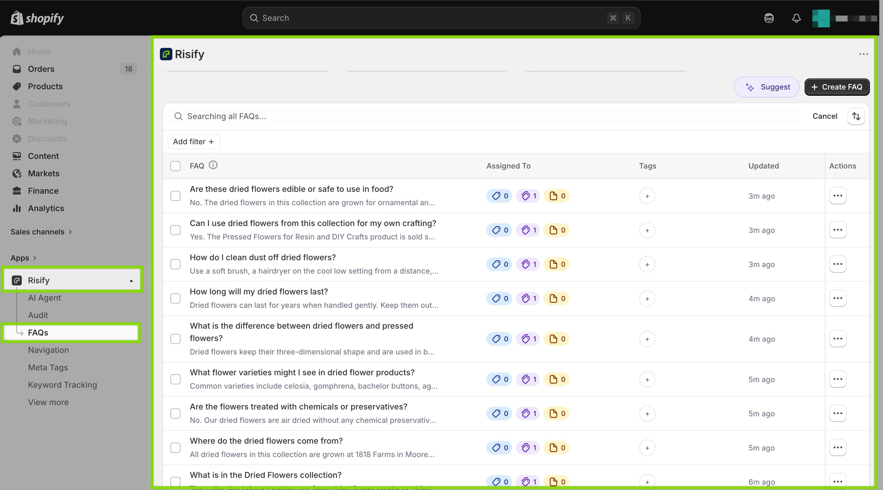 creating faq content at scale - shopify