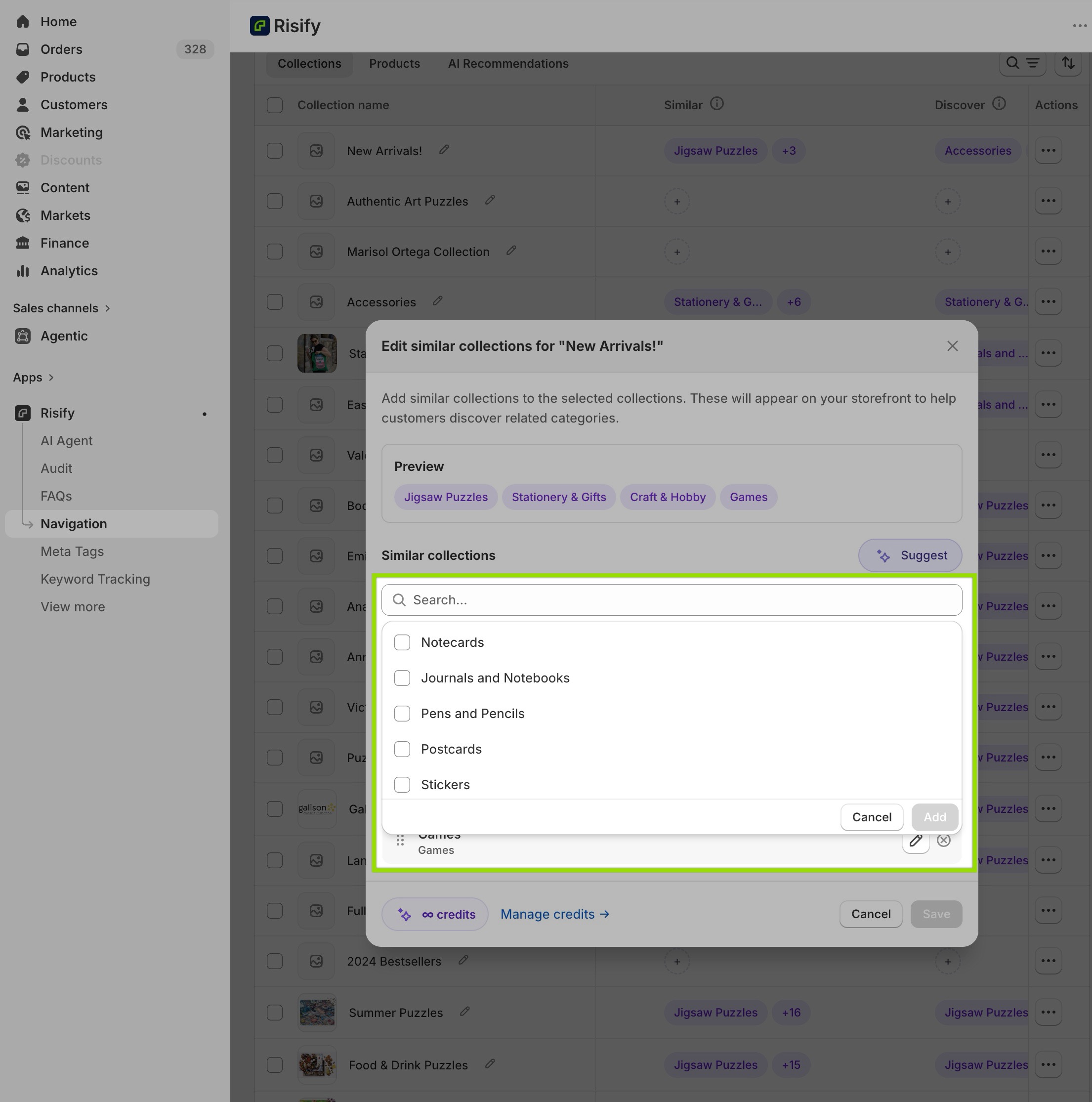 adding similar collections to a collection page in shopify