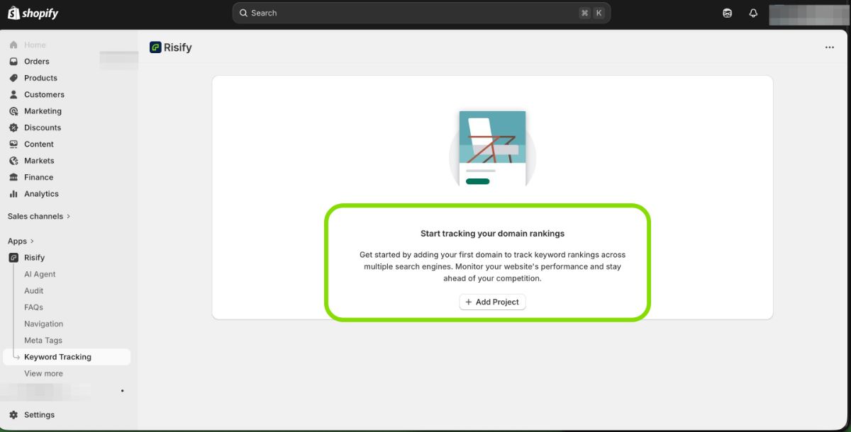 keyword tracking setup - shopify