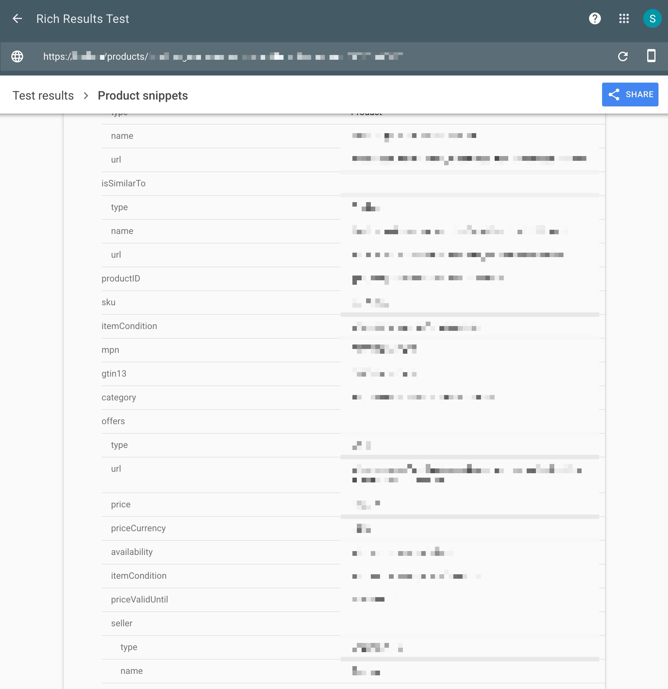 google rich results - product snippets