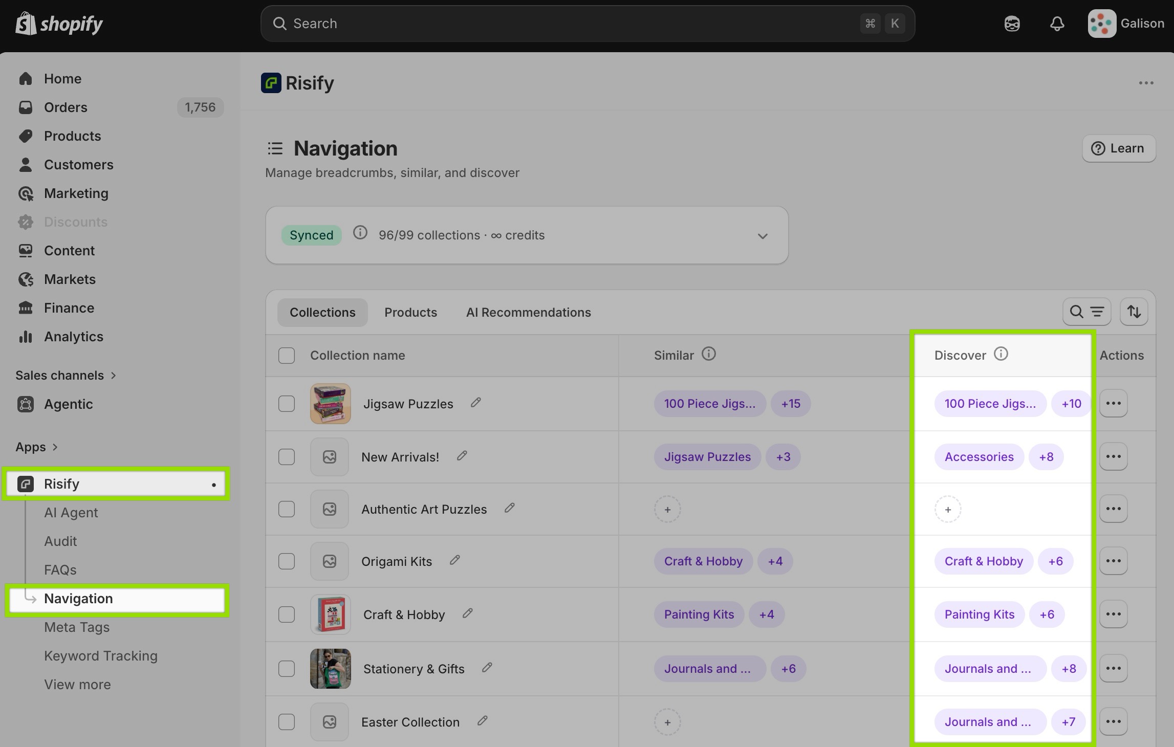 adding related searches to collection pages on shopify